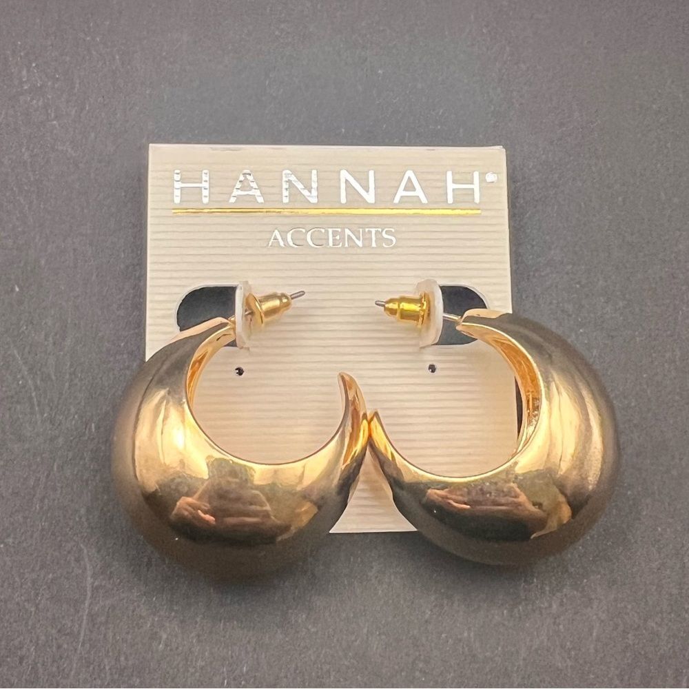 5/$25 Hannah Accents Gold Chunky Hoops | Modern Puff Earrings